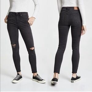 Madewell‎ 9" High Rise Black Skinny Jeans Women's 27 Distressed Raw Hem H2230